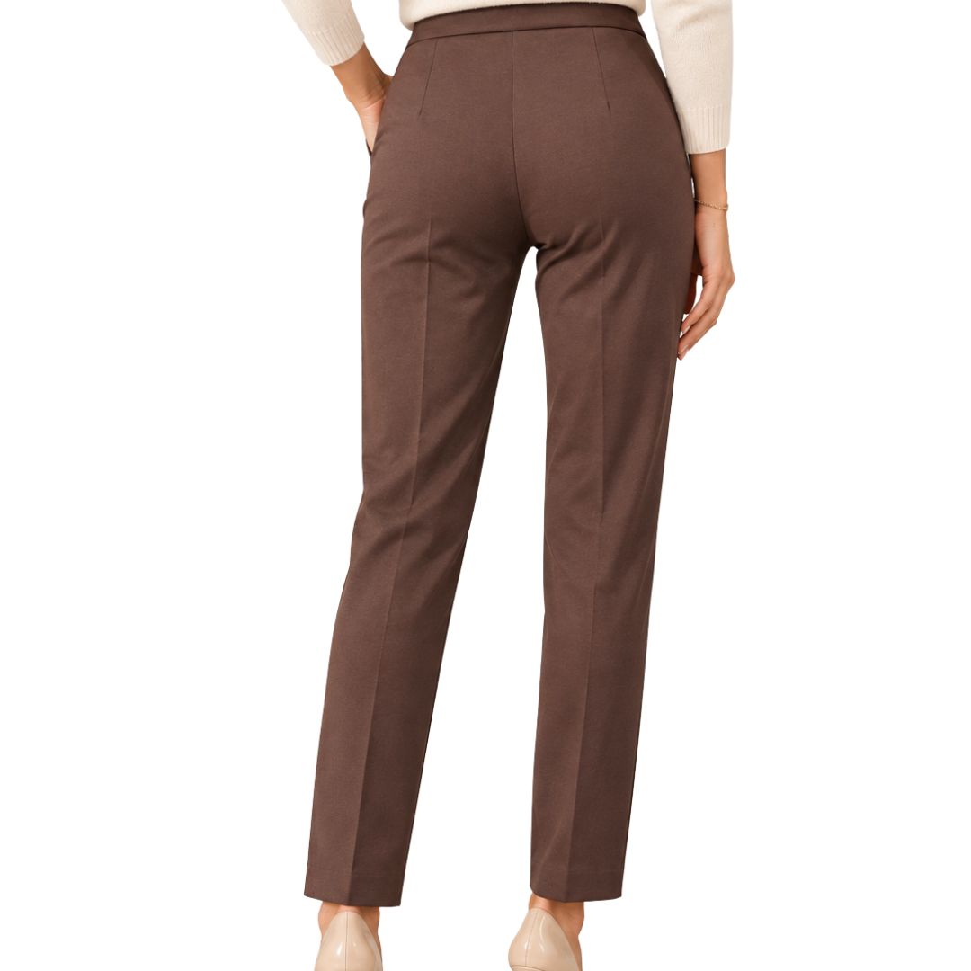 Pantalone donna a sigaretta elasticizzato in misto cotone