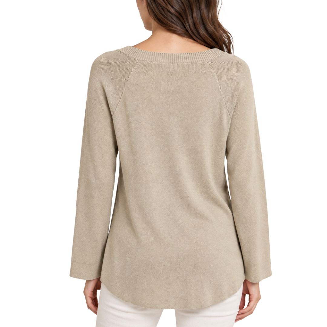 Maglia donna in misto viscosa con scollo a v tinta unita