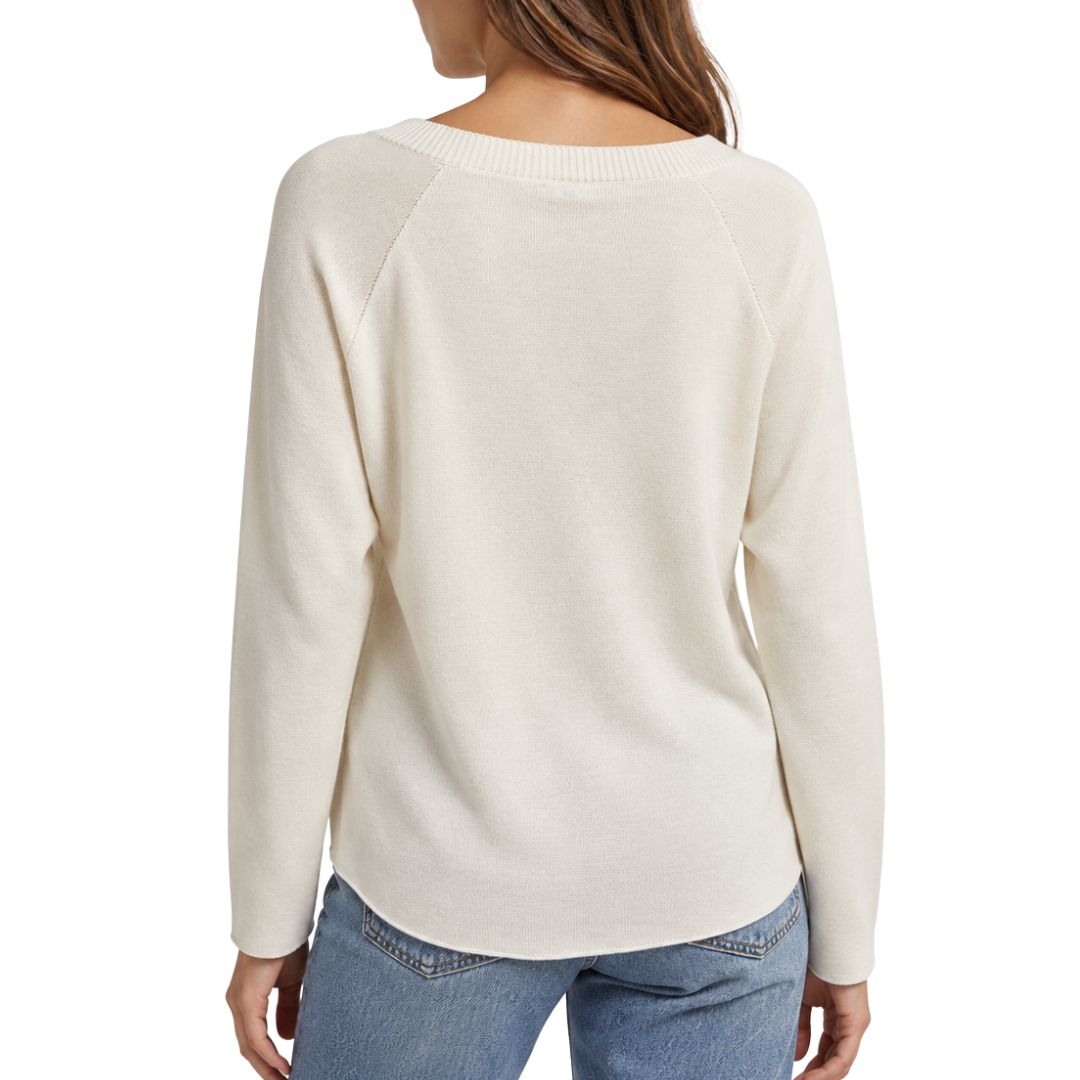 Maglia donna in misto viscosa con scollo a v tinta unita