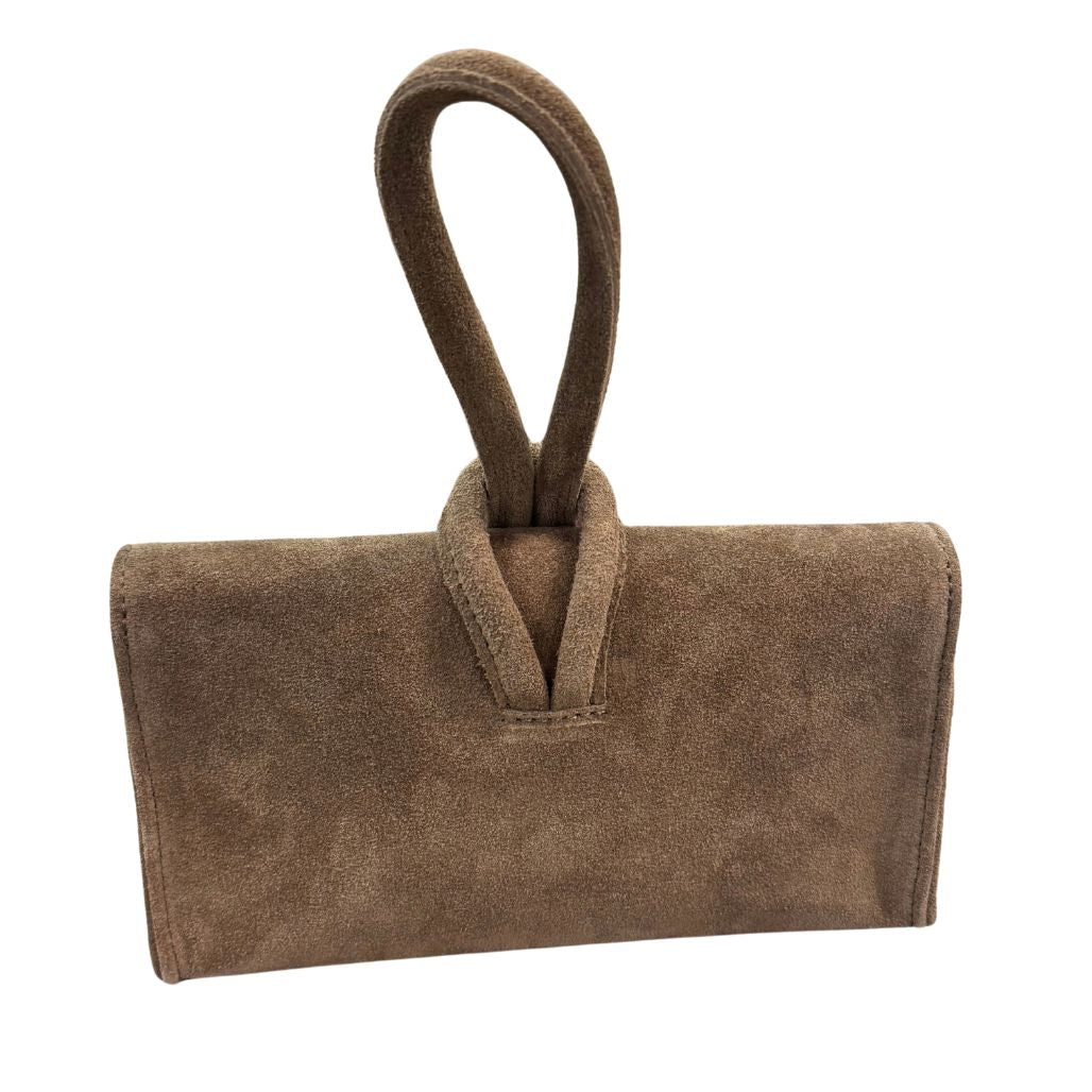 Borsa a nodo in pelle scamosciata con tracolla rimovibile Made in Italy