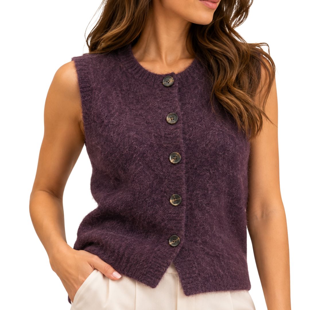Gilet donna con bottoni in 100% lana morbida Made in Italy