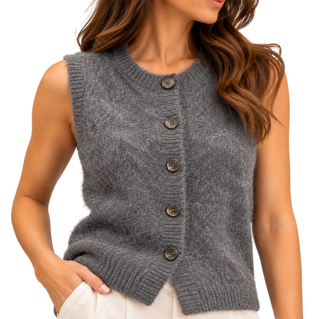 Gilet donna con bottoni in 100% lana morbida Made in Italy