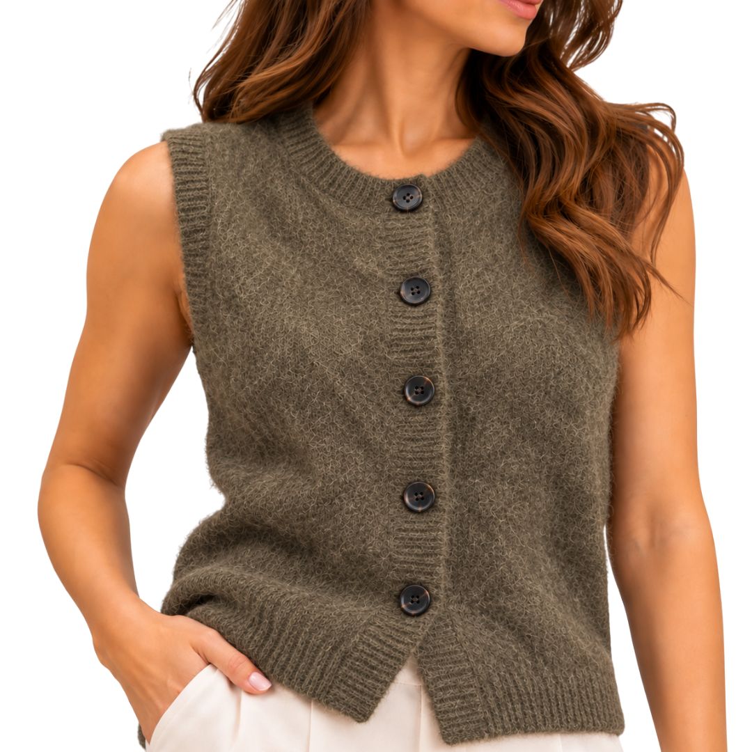 Gilet donna con bottoni in 100% lana morbida Made in Italy