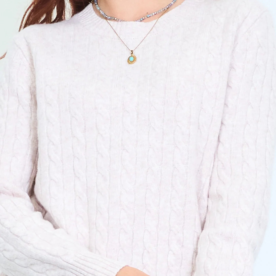 Maglia donna collo tondo a intreccio 100% lana Made in Italy