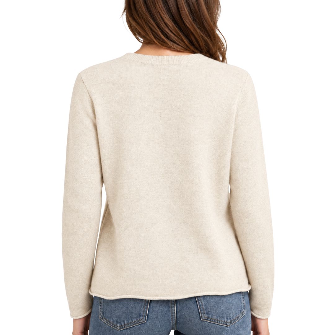 Cardigan donna collo tondo in 100% lana Made in Italy
