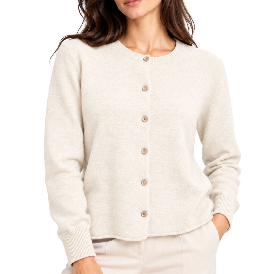 Cardigan donna collo tondo in 100% lana Made in Italy