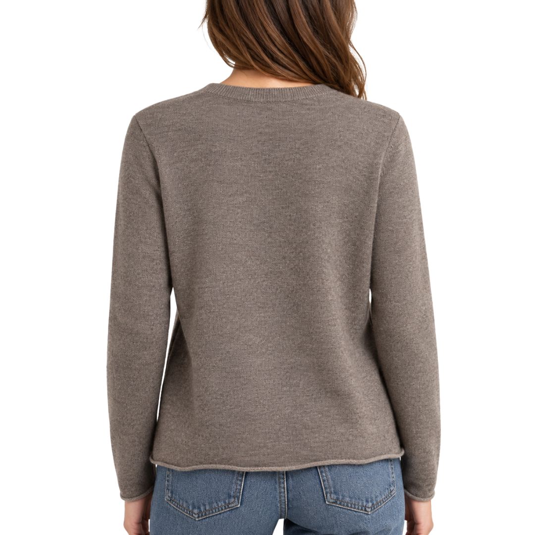 Cardigan donna collo tondo in 100% lana Made in Italy