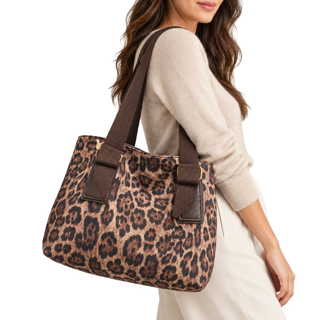 Borsa donna shopper maxi fantasia con pochette interna