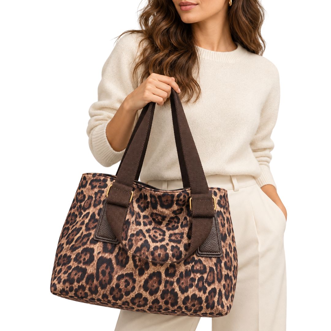 Borsa donna shopper maxi fantasia con pochette interna