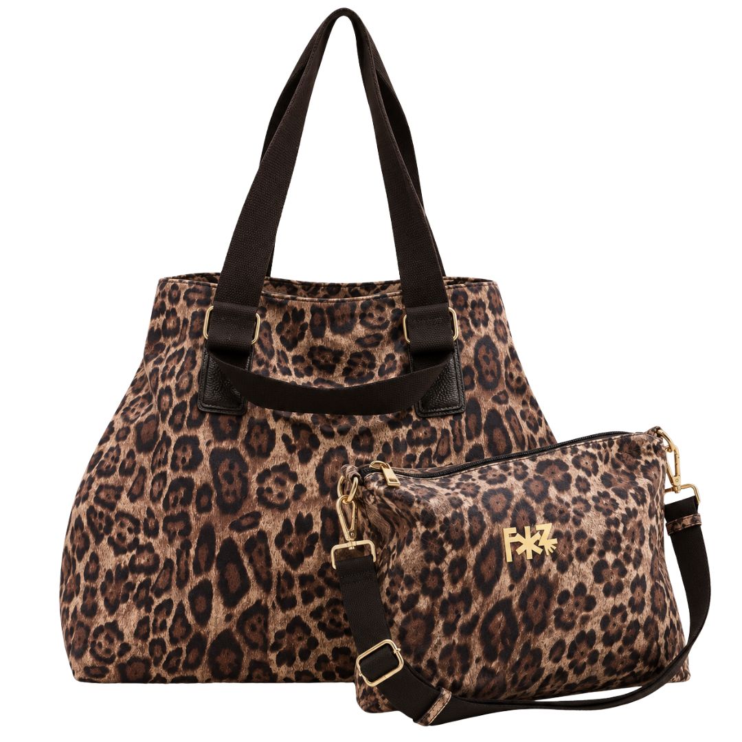 Borsa donna shopper maxi fantasia con pochette interna
