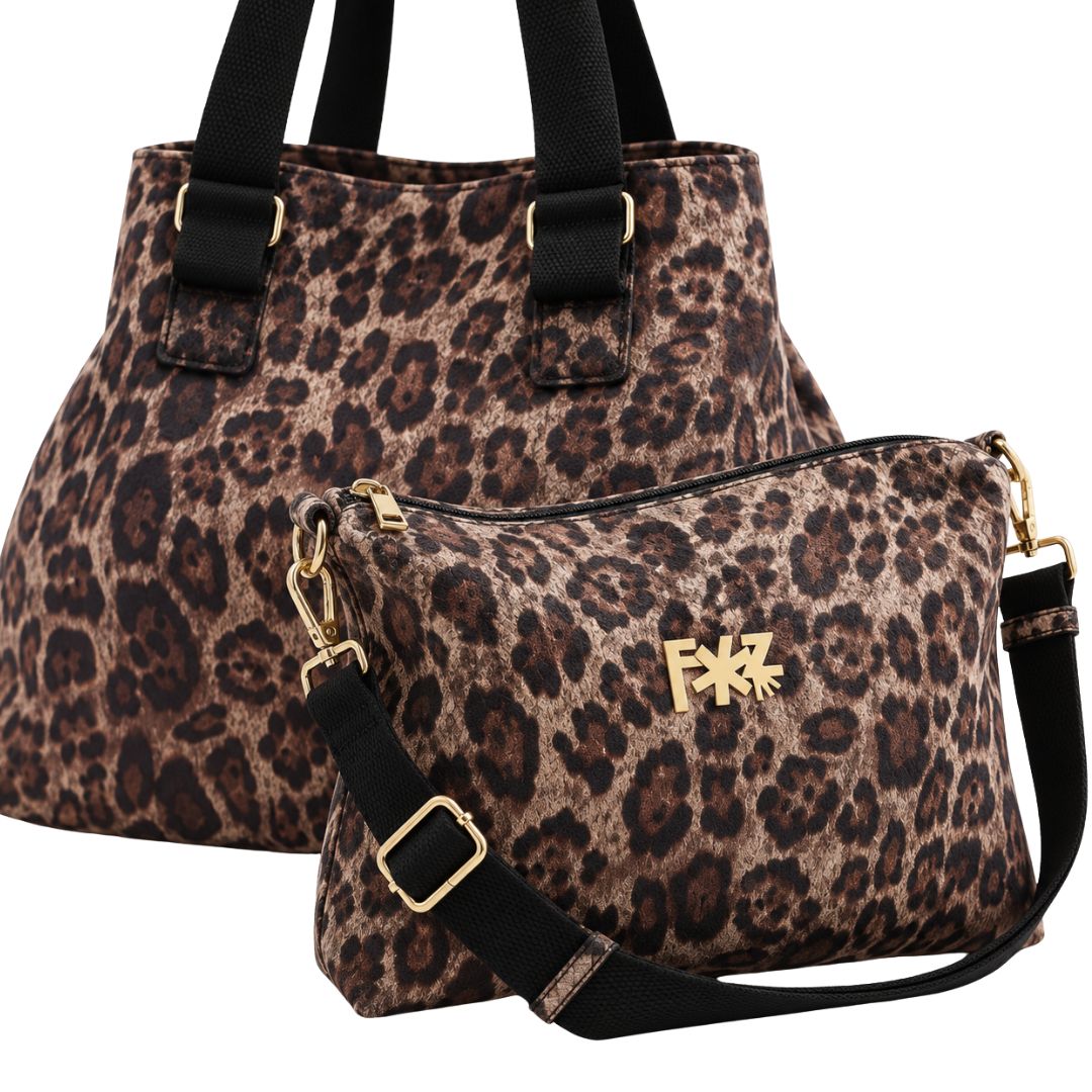 Borsa donna shopper maxi fantasia con pochette interna