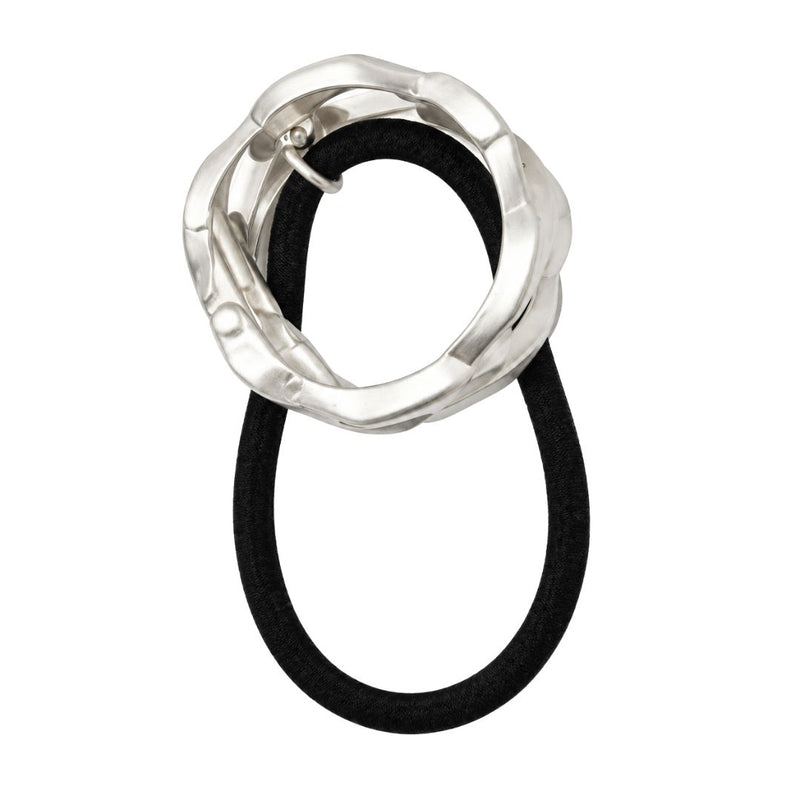 Fermacoda elastico con decorazione in metallo intrecciato rigido opaco