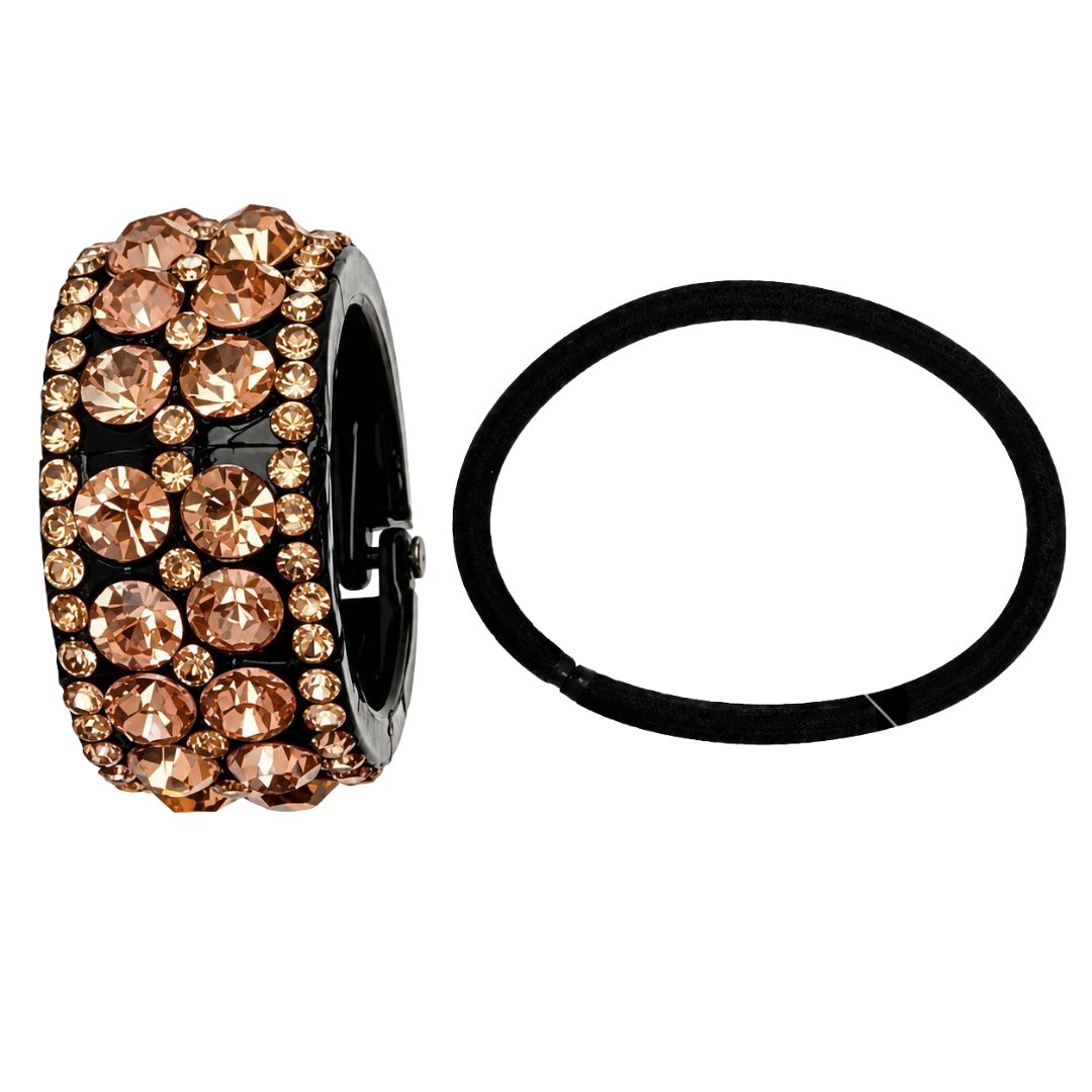 Fermacoda elastico con strass di diverse dimensioni colorati