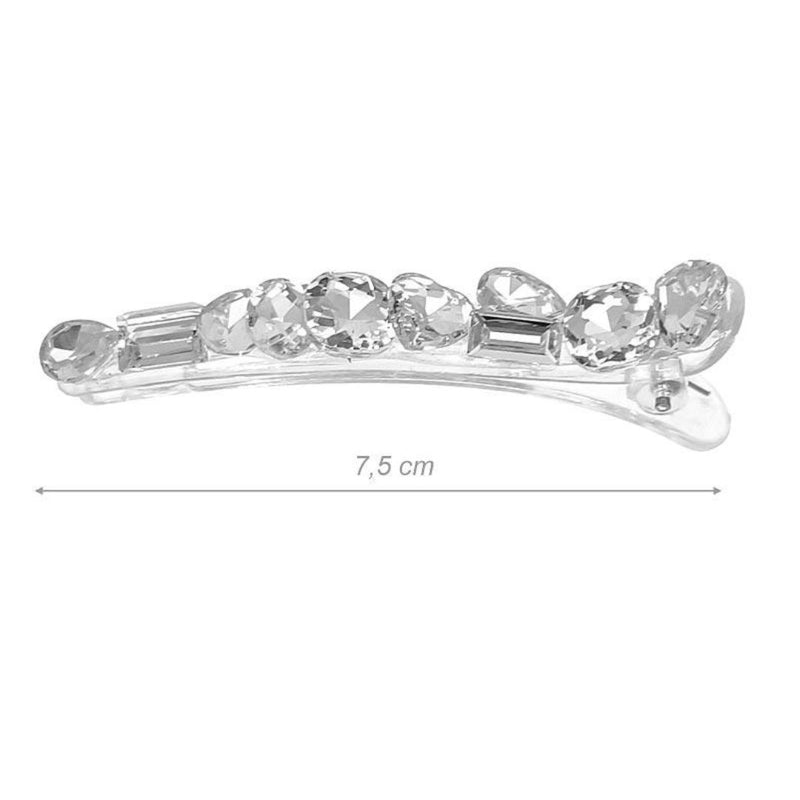 Fermacapelli con pinza trasparente e strass gioiello