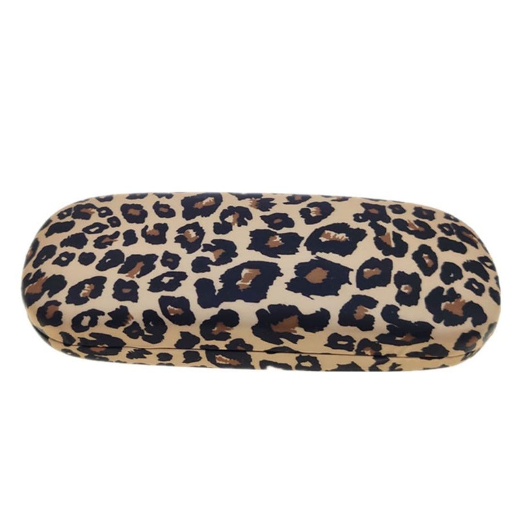 Cover portaocchiali in tessuto rigida con stampa leopardata