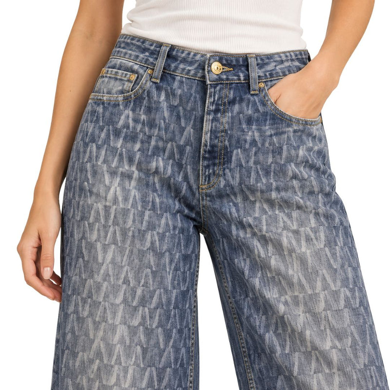 Jeans Donna Show stampa fantasia gamba larga tinto capo