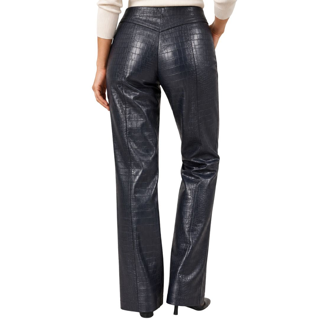 Pantalone donna Edoni in simil pelle martellata gamba diritta