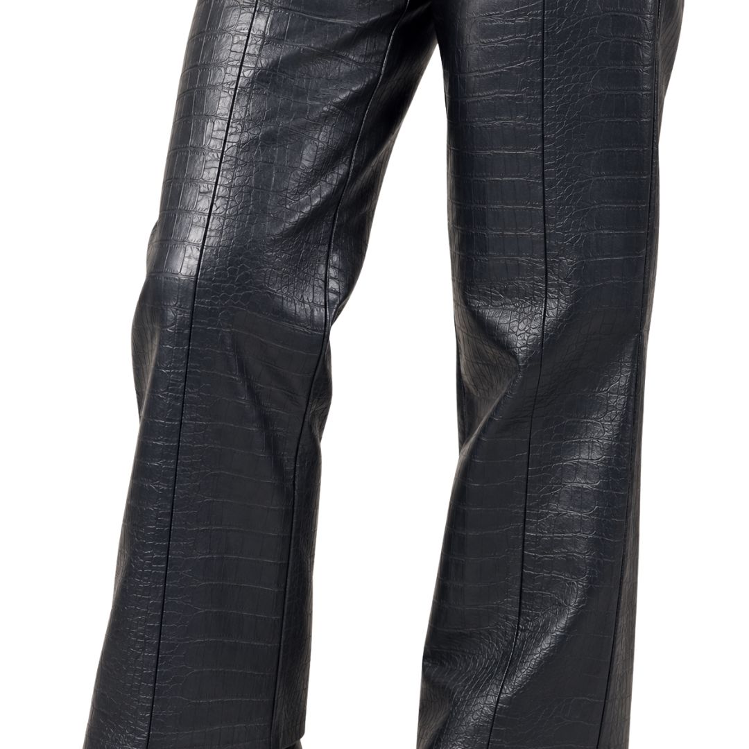 Pantalone donna Edoni in simil pelle martellata gamba diritta