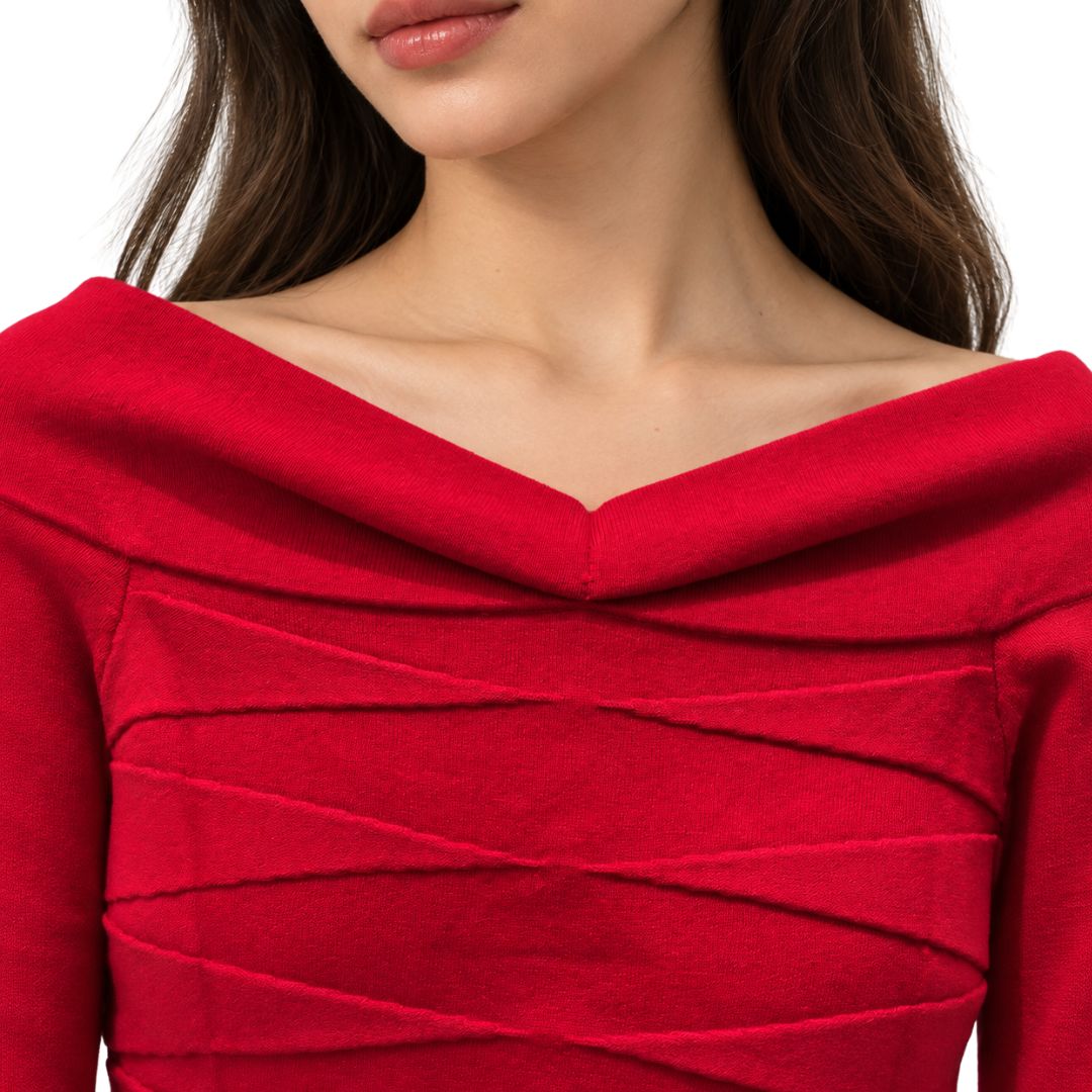 Maglia donna  Mitos collo vulcano lavortazione a rombi