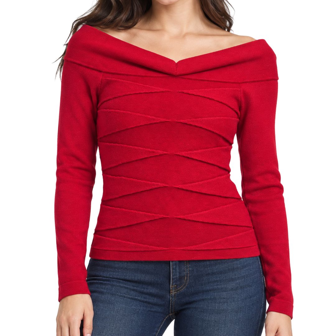 Maglia donna  Mitos collo vulcano lavortazione a rombi