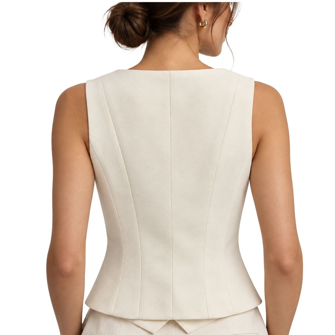 Gilet donna con bottoni scollo tondo tasca a filetto