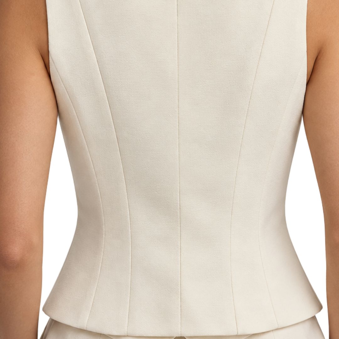 Gilet donna con bottoni scollo tondo tasca a filetto