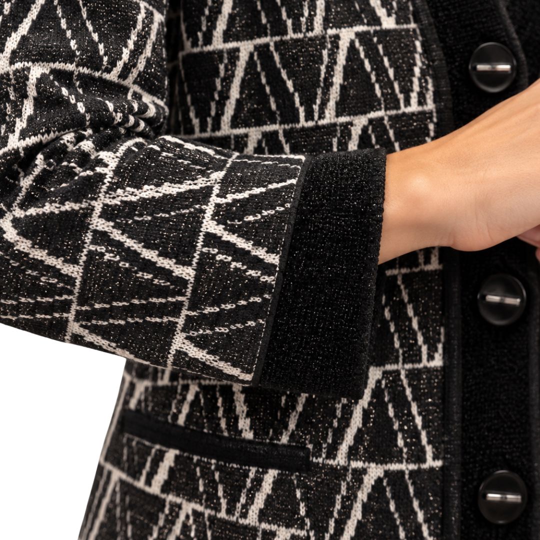 Cardigan donna Luke in maglia fantasia lamè rifinito in velluto