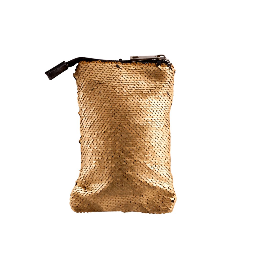 Portacellulare in Pelle con Paillettes e Taschino