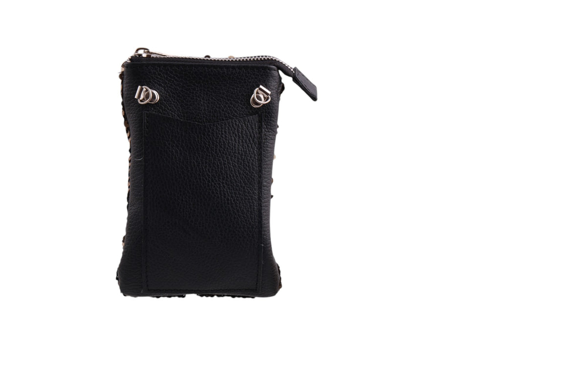 Portacellulare in Pelle con Paillettes e Taschino