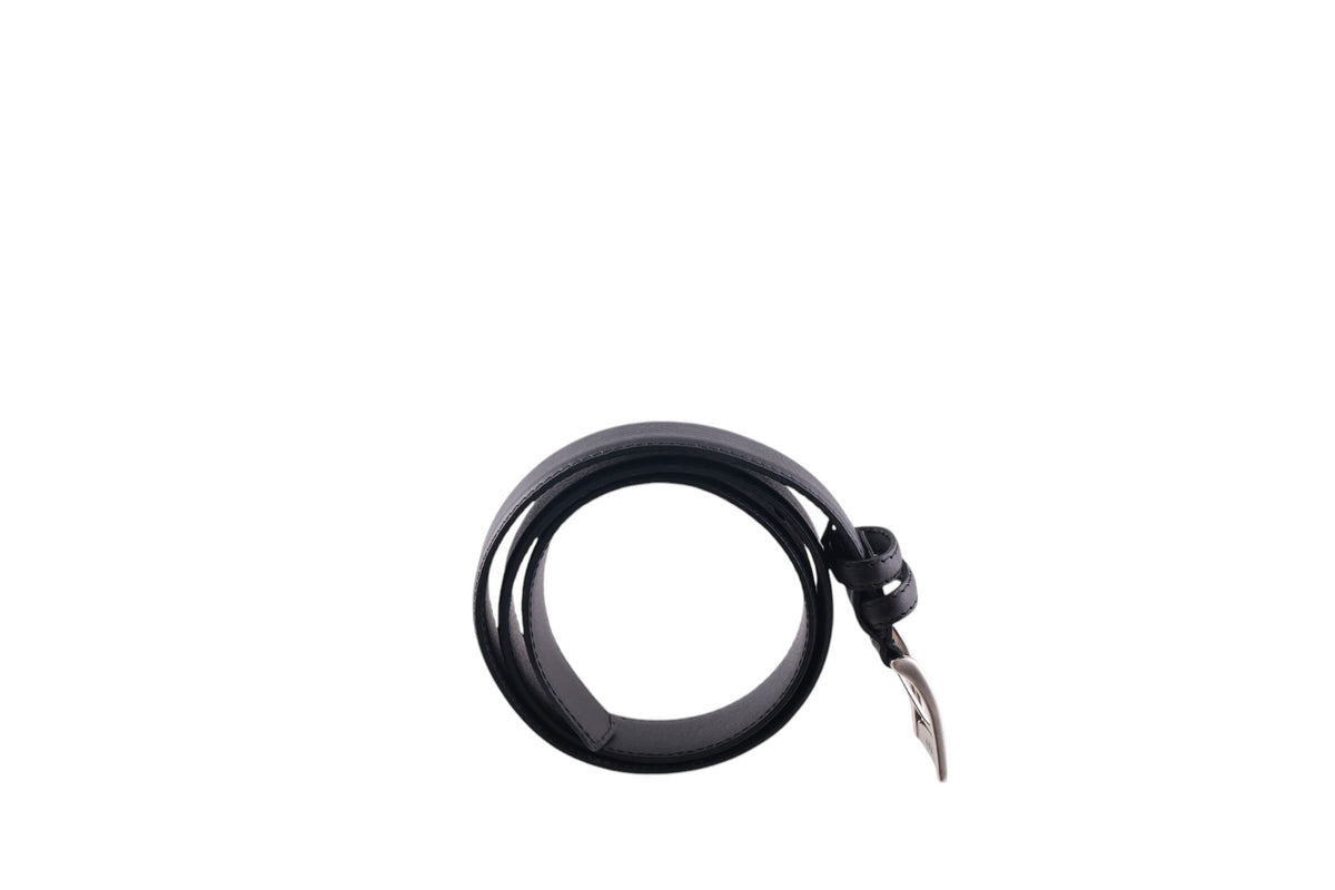 Cintura uomo in pelle con cuciture rinforzate e fibbia metallica satinata