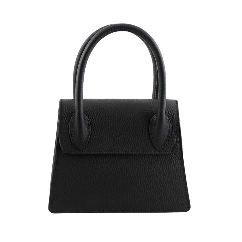 Borsa trapezio in pelle martellata due manici semirigidi con tracolla regolabile