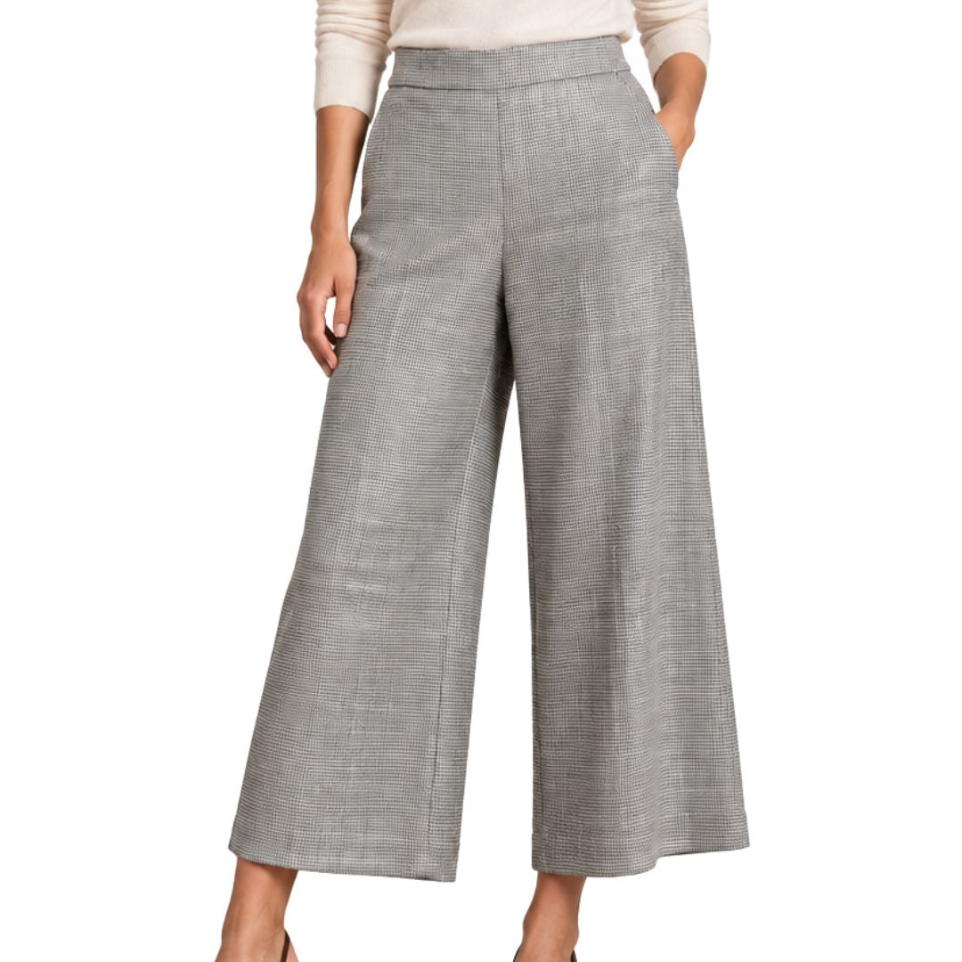 Pantaloni cropped donna a palazzo mini pied de poul lurex Made in Italy