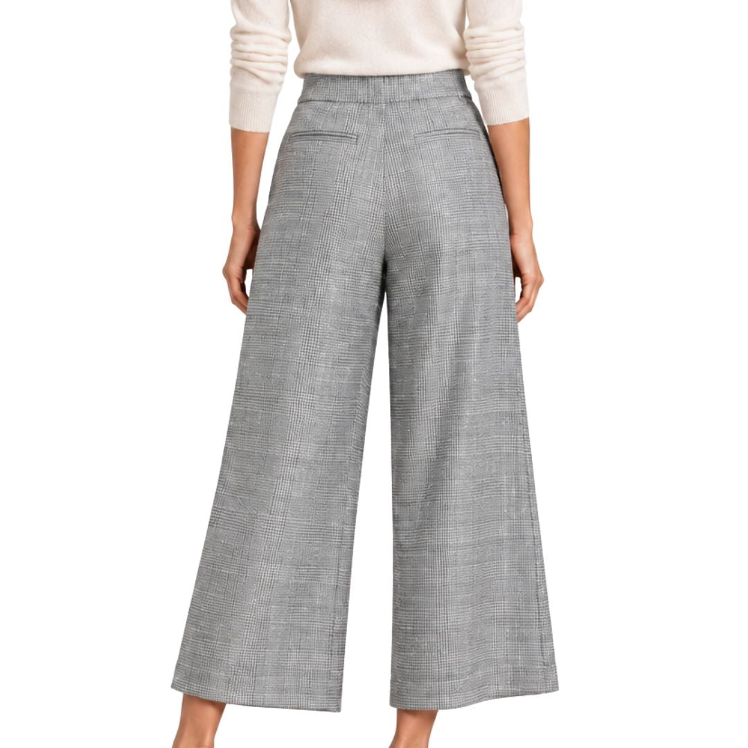 Pantaloni cropped donna a palazzo mini pied de poul lurex Made in Italy
