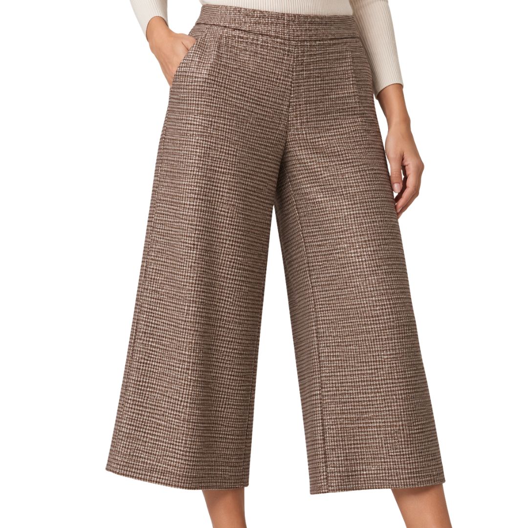 Pantaloni cropped donna a palazzo mini pied de poul lurex Made in Italy