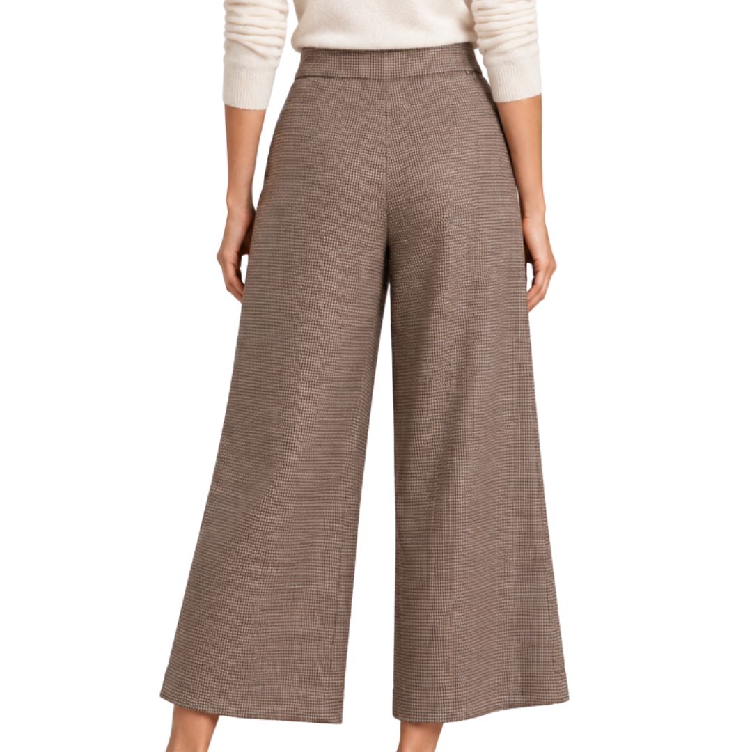 Pantaloni cropped donna a palazzo mini pied de poul lurex Made in Italy