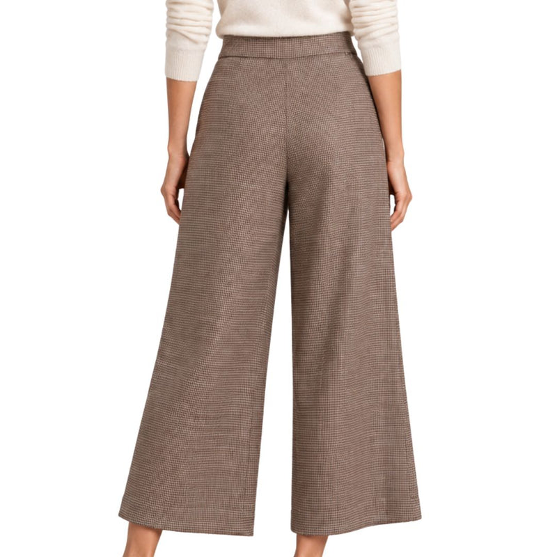 Pantaloni cropped donna a palazzo mini pied de poul lurex Made in Italy