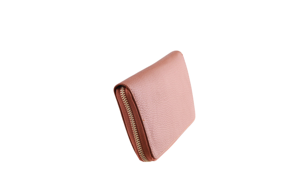 Portafoglio grande donna in vera pelle dollaro zip singola Made In Italy