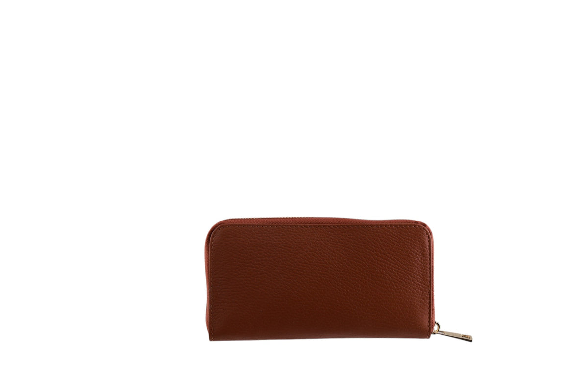 Portafoglio grande donna in vera pelle dollaro zip singola Made In Italy