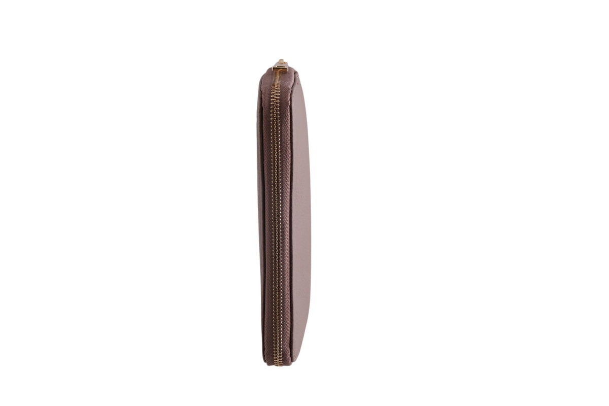 Portafoglio grande donna in vera pelle dollaro zip singola Made In Italy