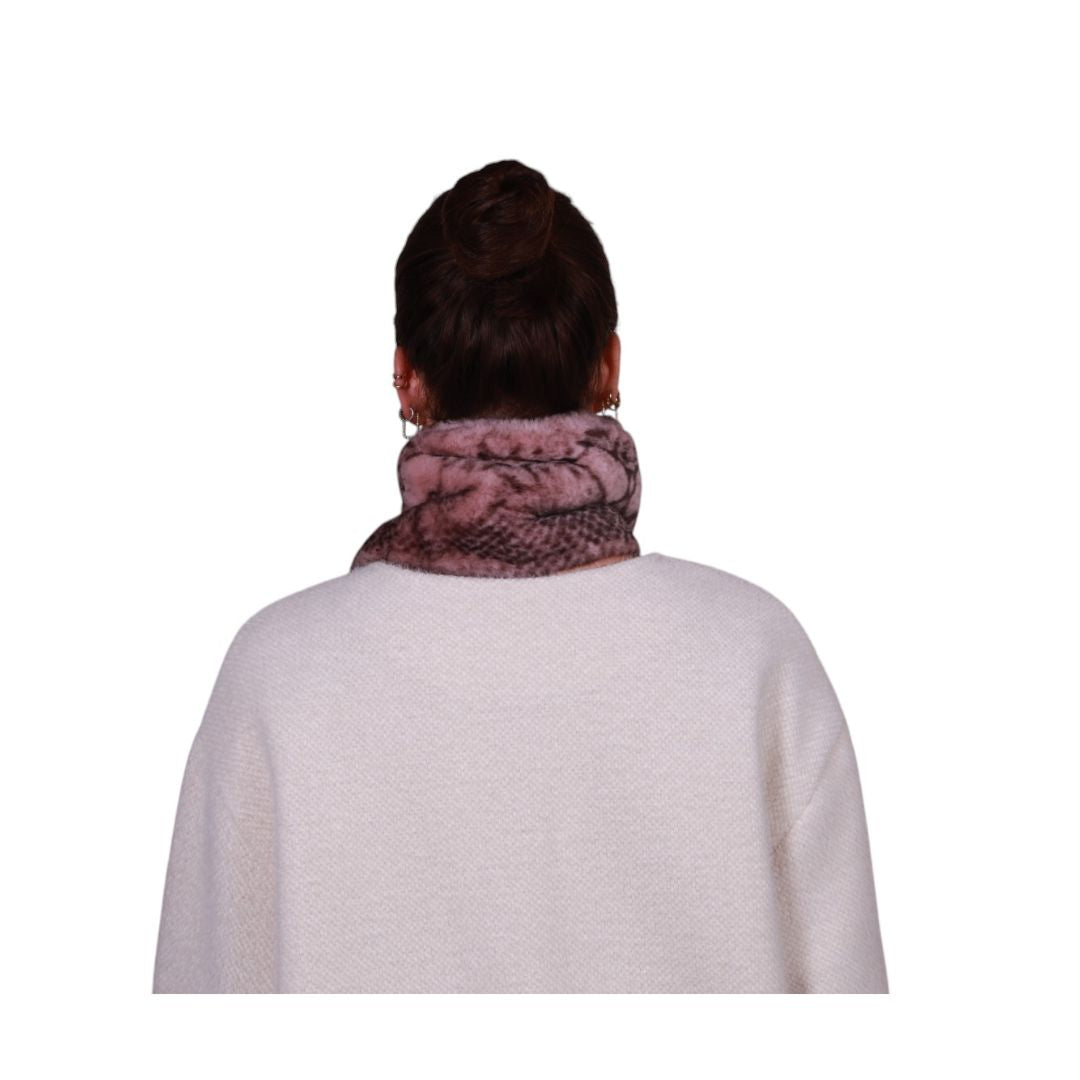 Collo donna caldo e morbido in finta pelliccia melange con pon pon con cotone