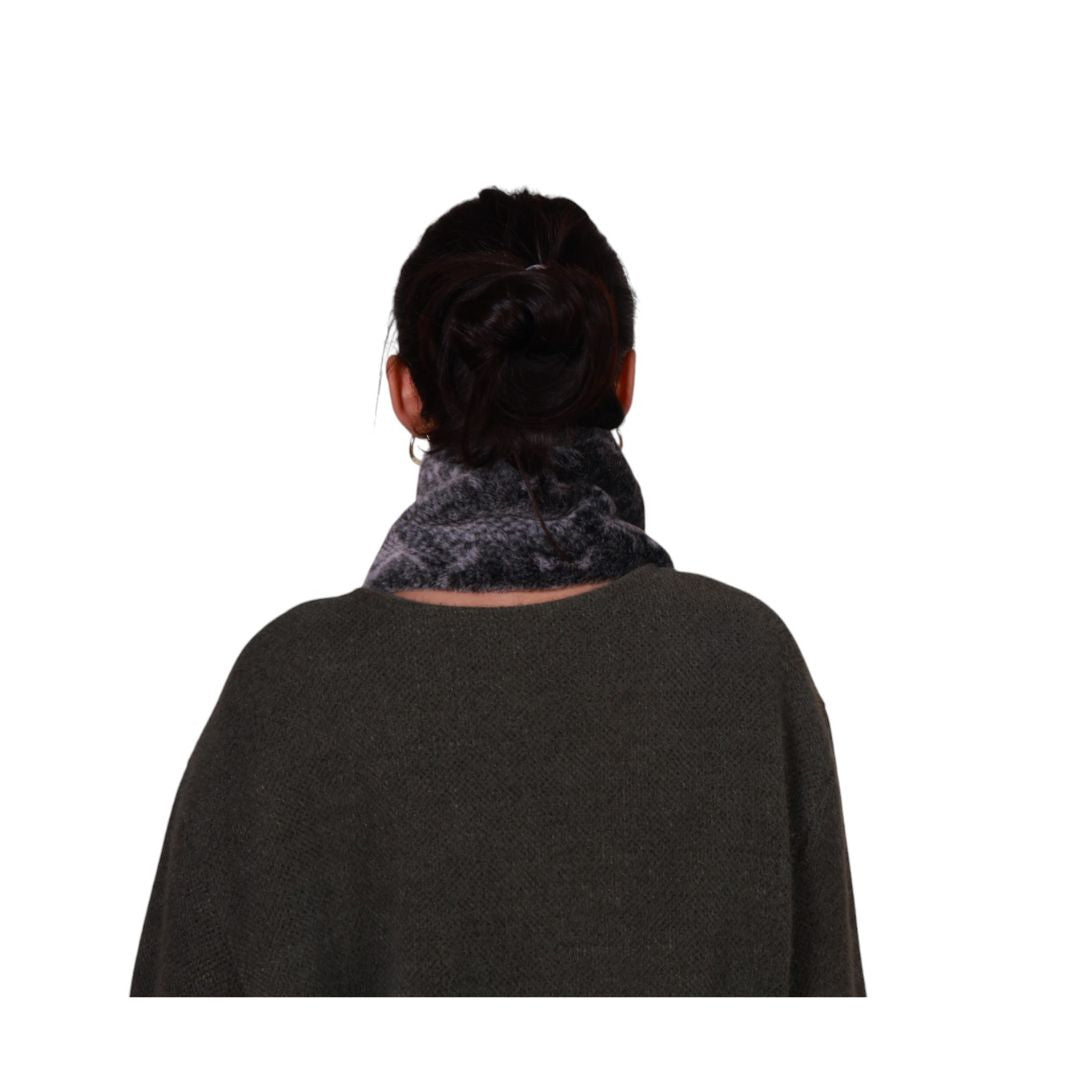 Collo donna caldo e morbido in finta pelliccia melange con pon pon con cotone