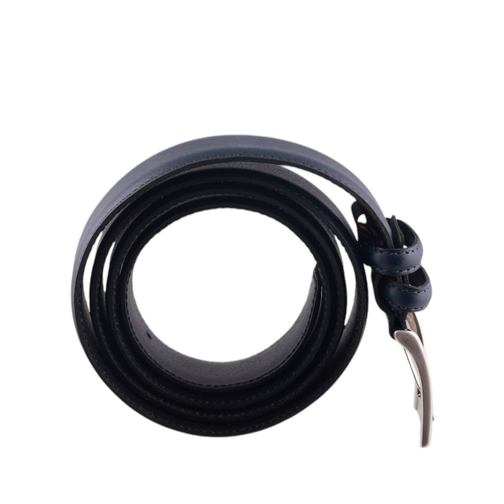 Cintura uomo in pelle pieno fiore con cuciture rinforzate e fibbia metallica