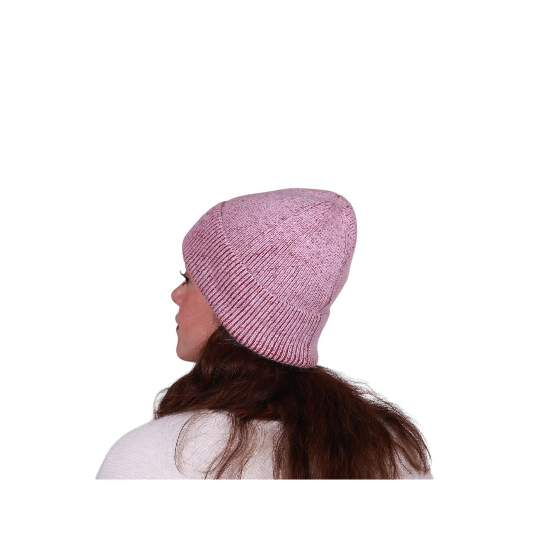 Berretto donna caldo in misto lana intrecciata con risvolto Made in Italy