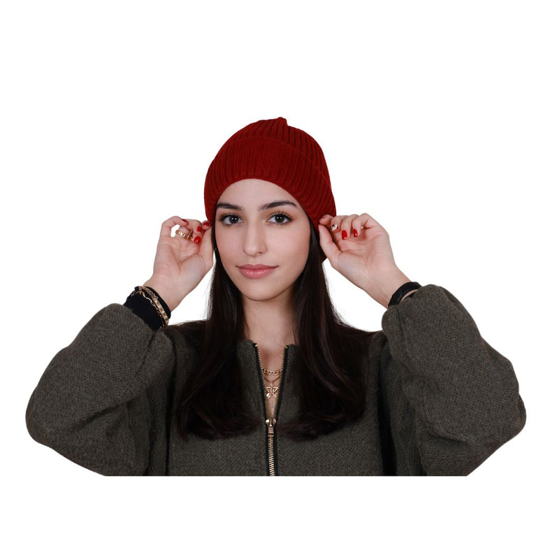 Berretto donna in maglia intrecciata con filo lurex e risvolto Made in Italy