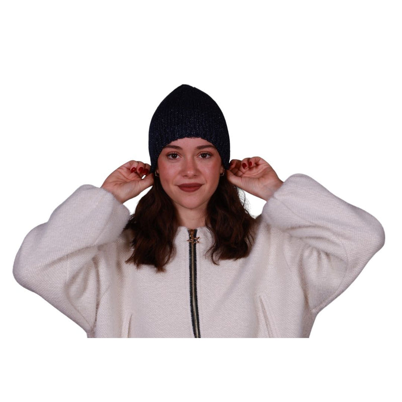 Berretto donna in maglia calda intrecciata e filo lurex Made in Italy