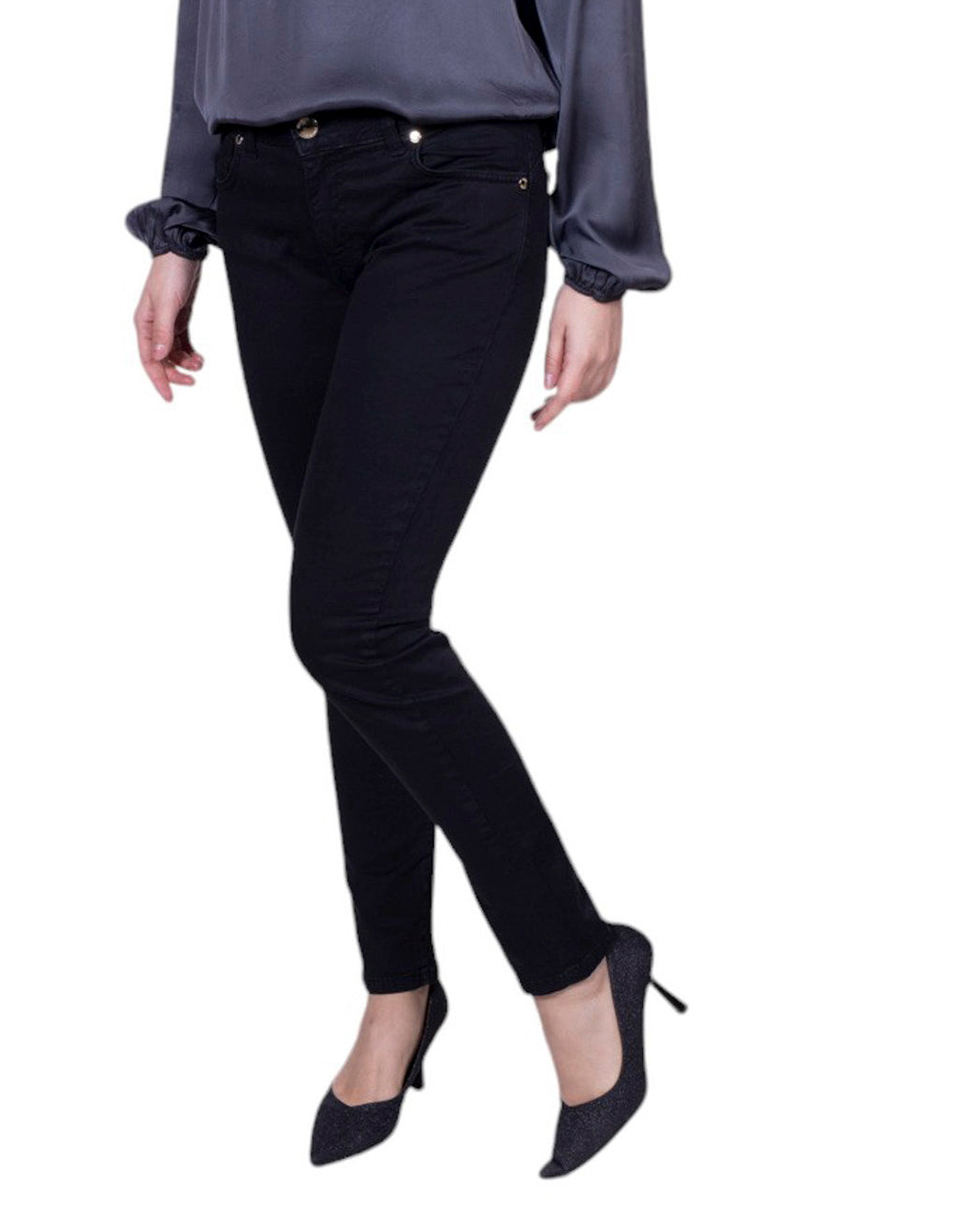 Pantaloni donna cinque tasche in cotone stretch con vestibilità slim fit